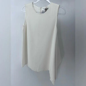 MAX MARA Women's Ivory Sleeveless Asymmetrical Blouse Size 6